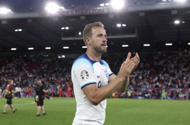 Harry Kane of England acknowledges the fans following the UEFA EURO 2024 qualifying round group C match between England and North Macedonia